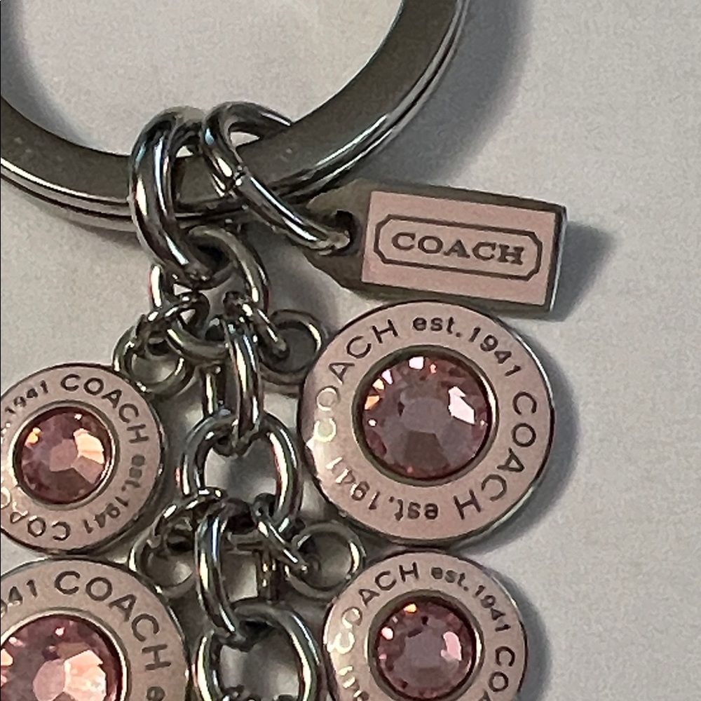 Coach -  Breast Cancer Awareness Pink Dangling Rhinestone Key Fob Keychain - Picture 3 of 16